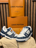 Louis Vuitton Trainers Blue/White Monogram Leather and Denim LVTrainer Sneaker lv-39