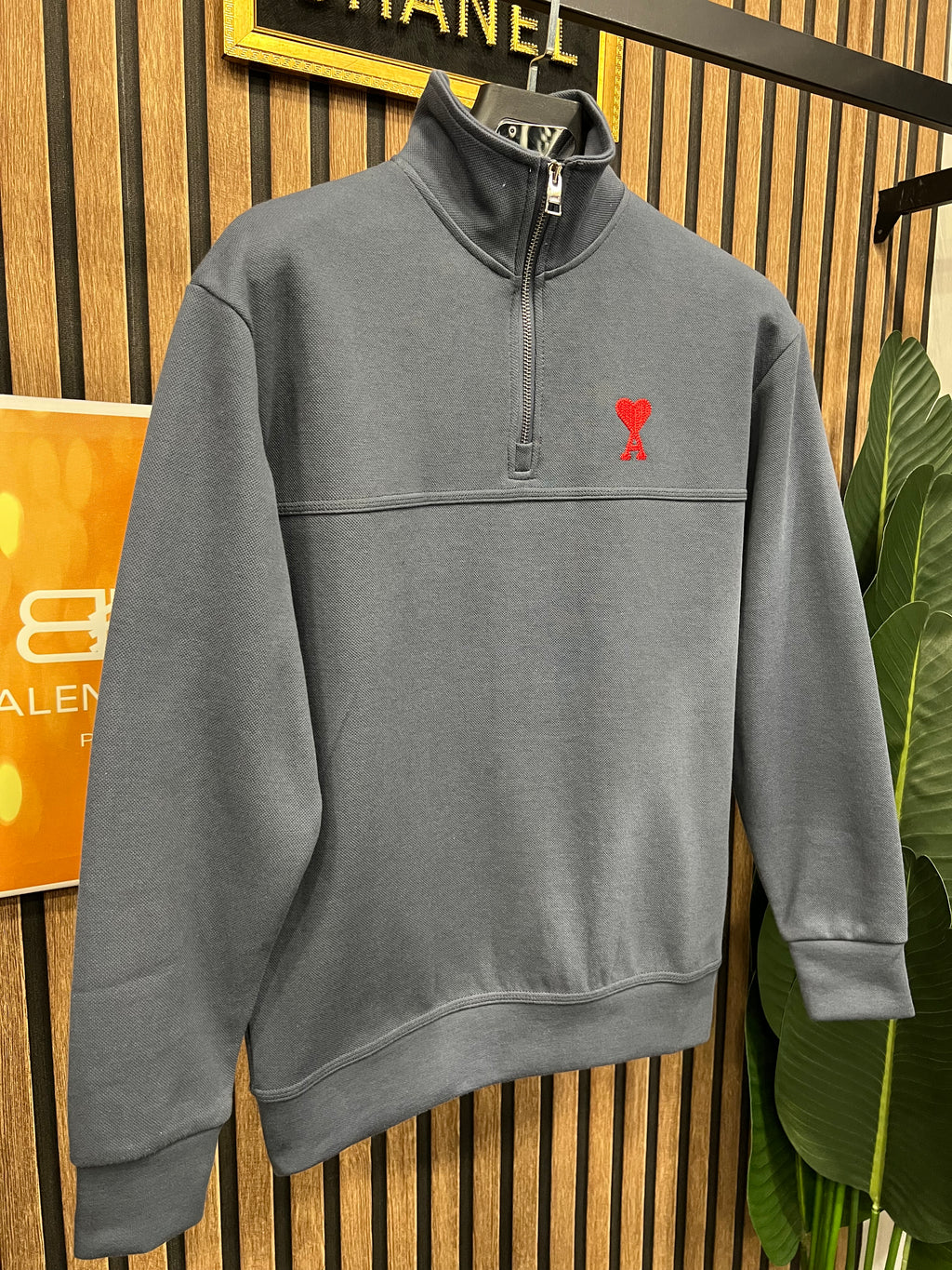 Ami πικέ μπλούζα  με φερμουάρ στο γιακά a-400