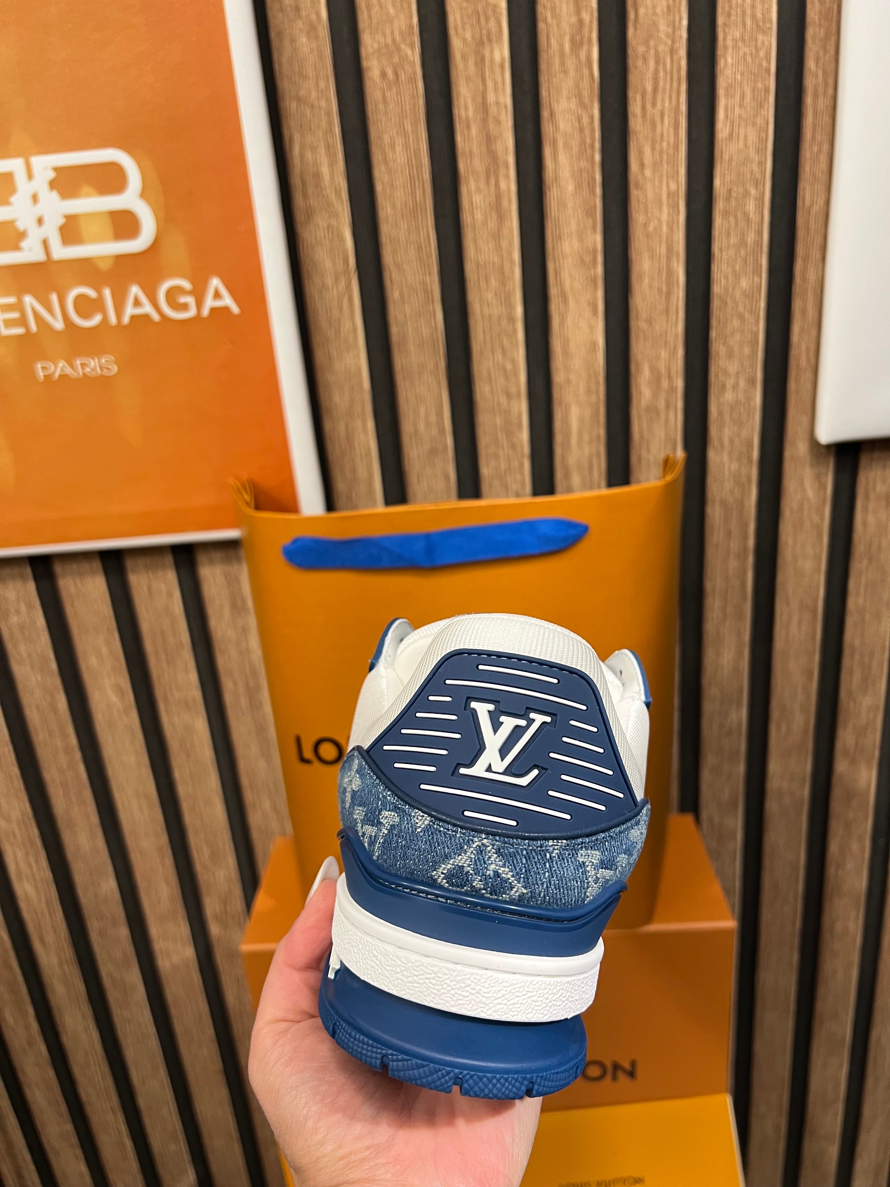 Louis Vuitton Trainers Blue/White Monogram Leather and Denim LVTrainer Sneaker lv-39