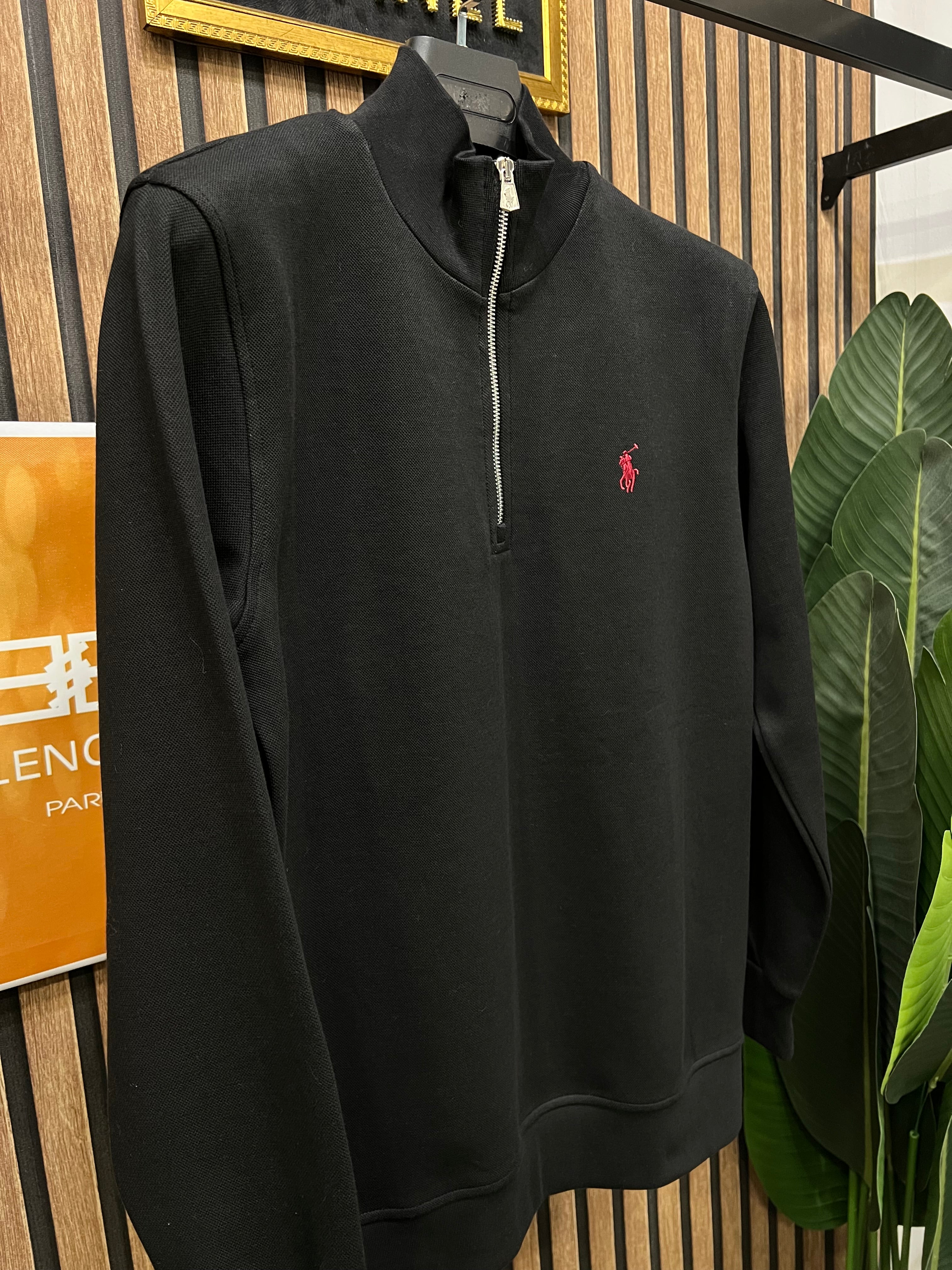 Polo Ralph Lauren πικέ μπλούζα με φερμουάρ στο γιακά p-1013