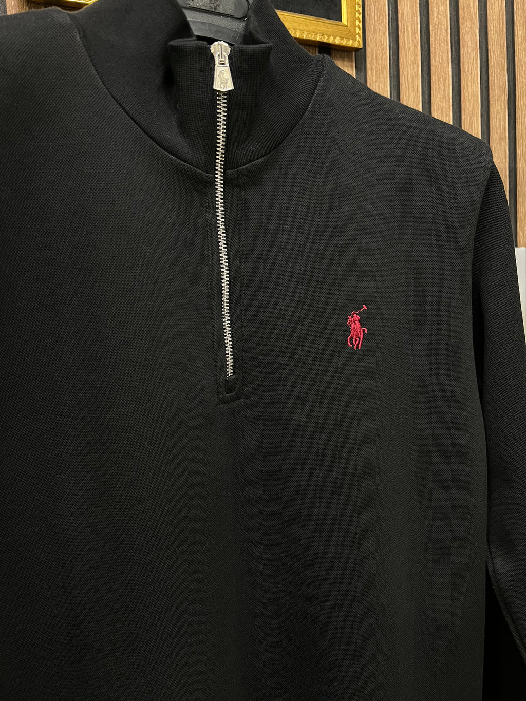 Polo Ralph Lauren πικέ μπλούζα με φερμουάρ στο γιακά p-1013
