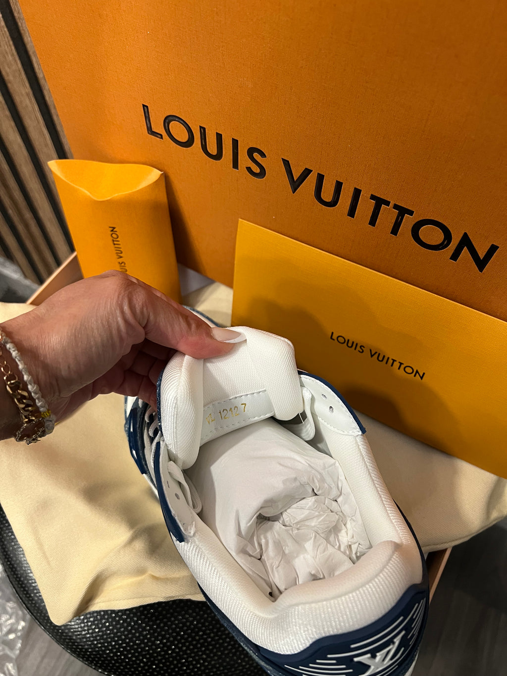 Louis Vuitton Trainers Blue/White Monogram Leather and Denim LVTrainer Sneaker lv-39
